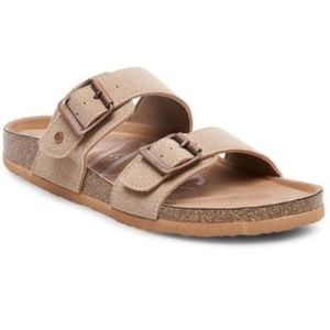 MAD LOVE "KEAVA" TAUPE FOOTBED SANDALS - SZ 8